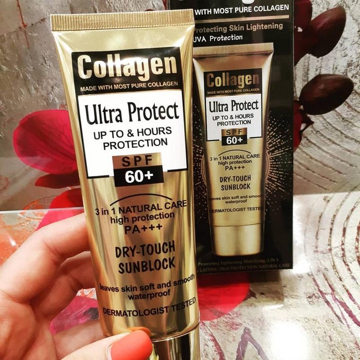 کرم ضد آفتاب کلاژن  spf 60 حجم‌۱۰۰ میل بیرنگ